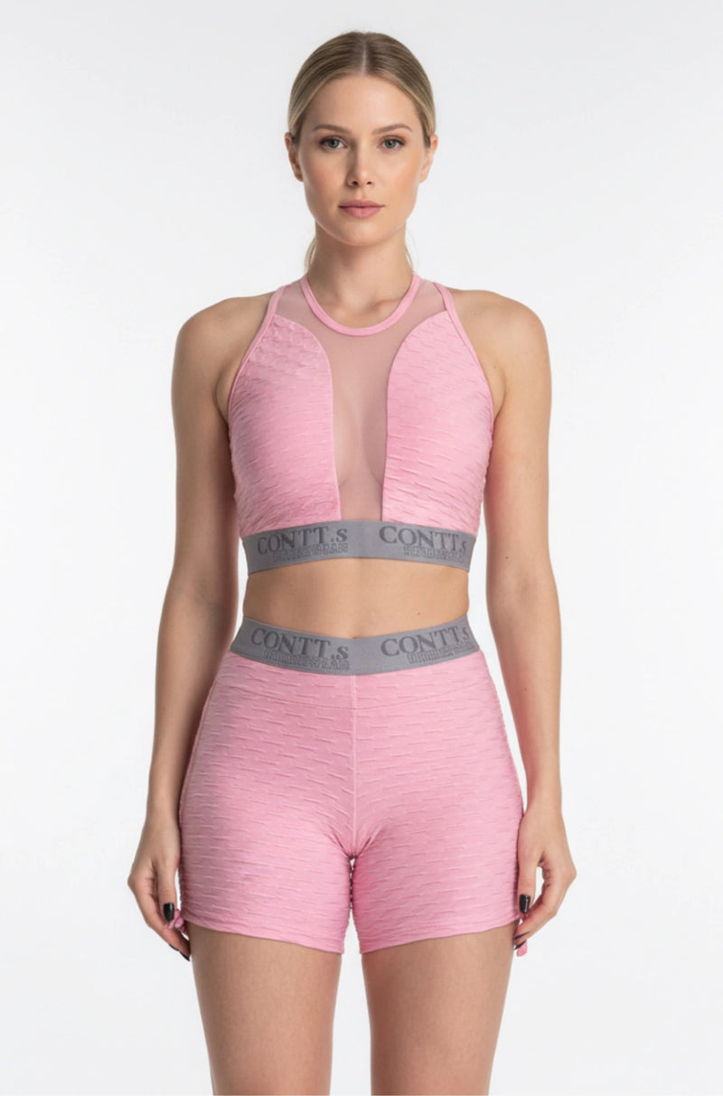 Short empina bumbum rosa claro