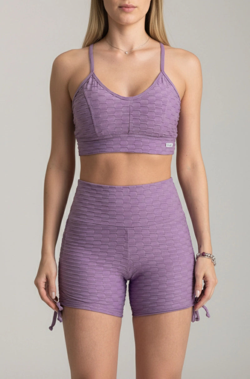 Short empina bumbum brocado lavanda