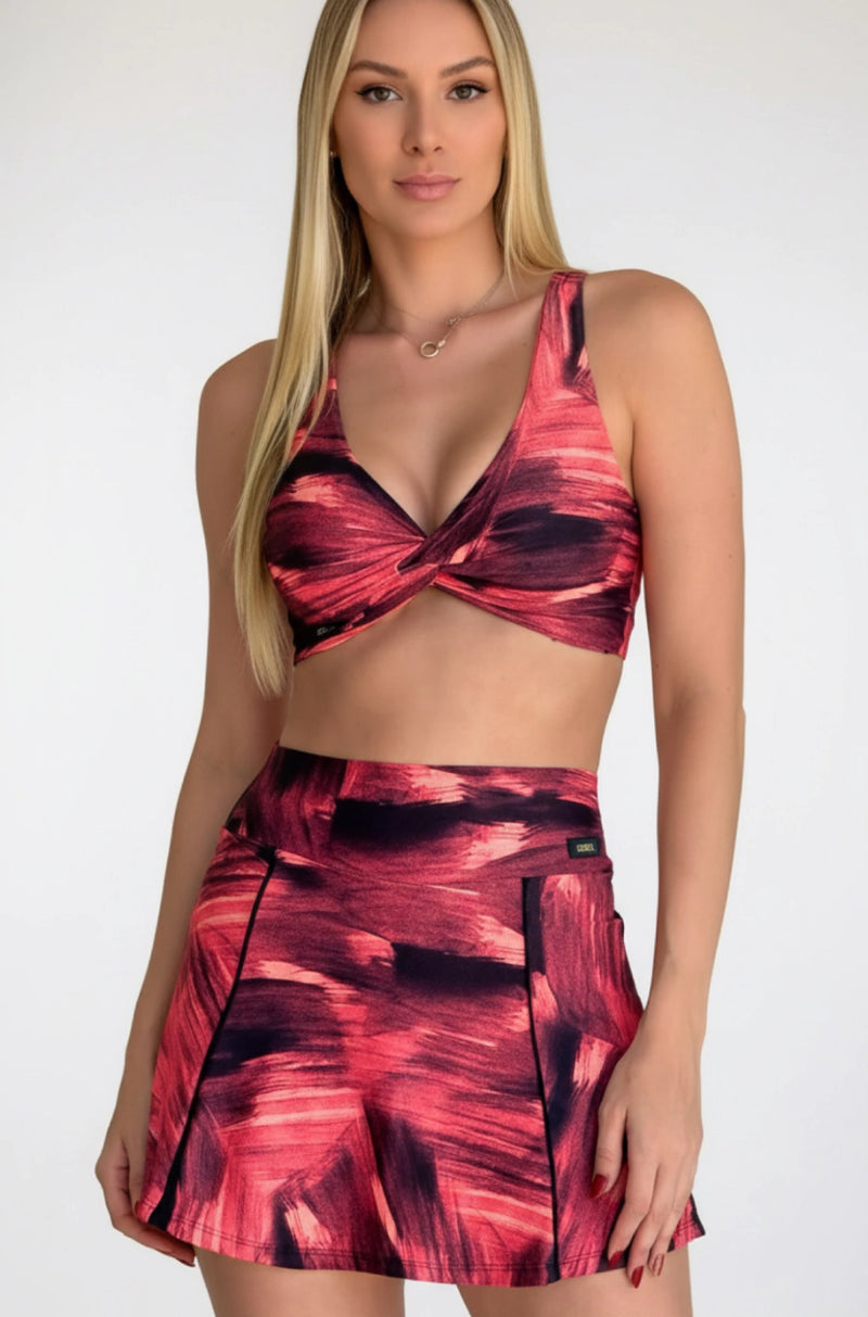 Conjunto short-saia e top tulipa expressive