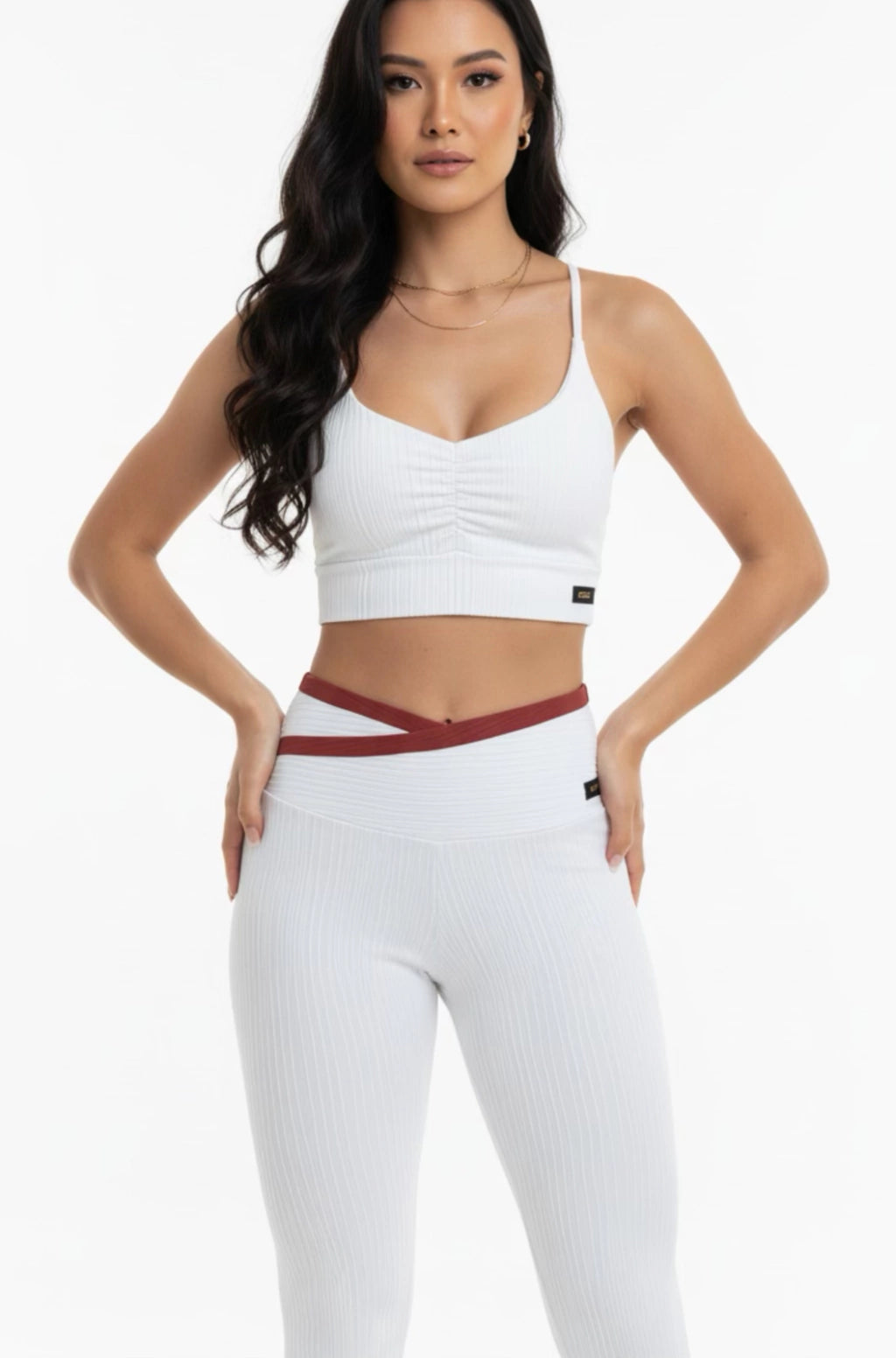 Legging Comum Jacquard Branca