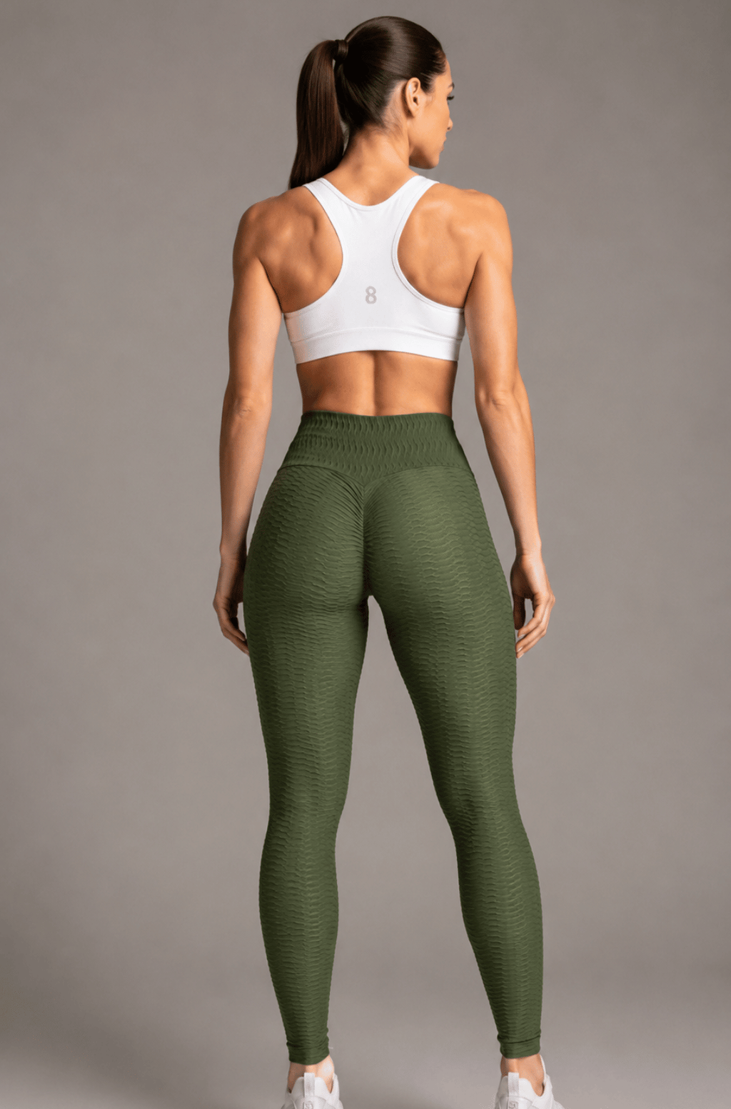 Legging empina bumbum jacquard verde militar