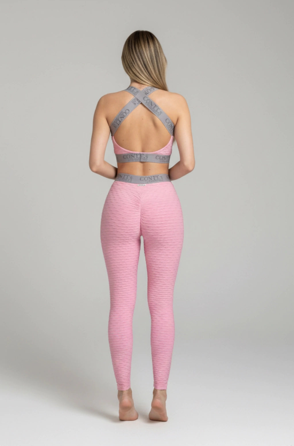 Legging Jacquard Cintura Alta Empina Bumbum Rosa