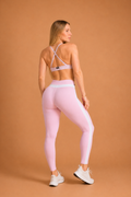 Legging cintura alta canelada rosa milano