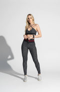 Legging cintura alta empina bumbum poá preto