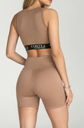 Short cintura super alta basic marrom