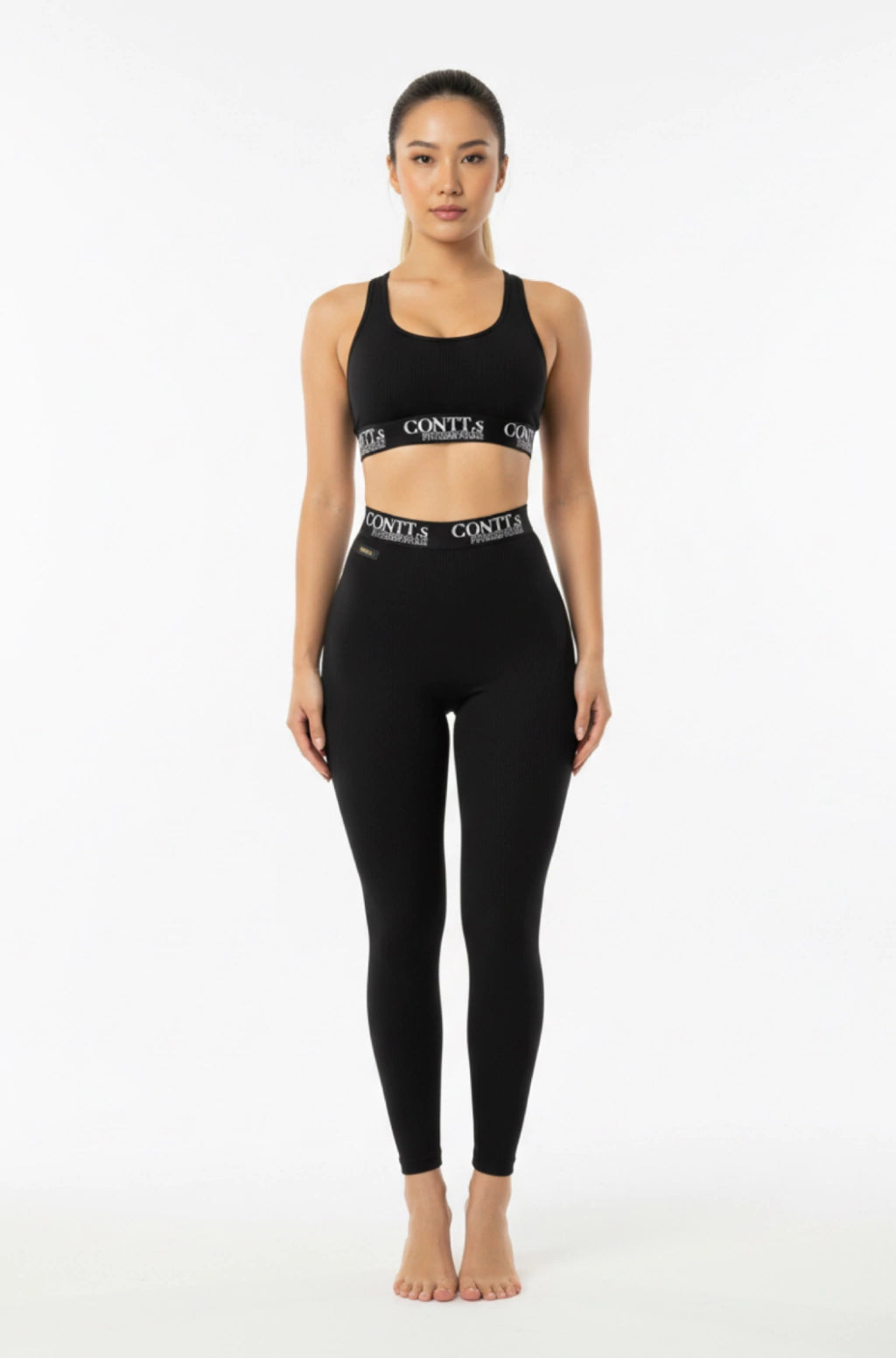 Legging Comum Cintura Alta de Elástico Preta