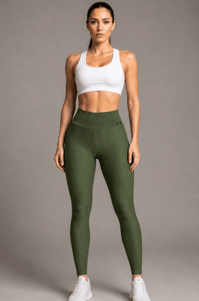 Legging empina bumbum jacquard verde militar